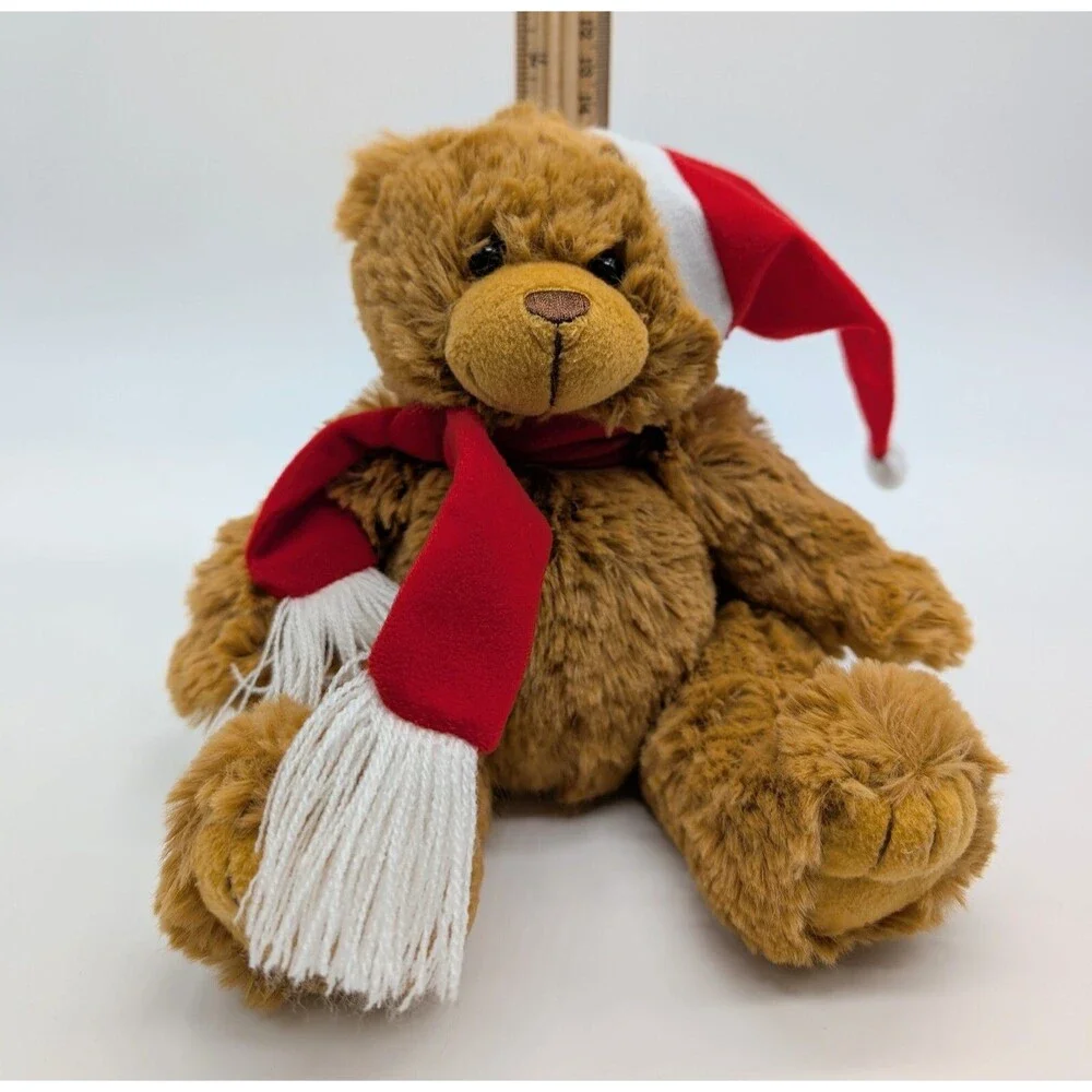 Christmas Teddy Bear Plush Brown Hat Scarf Stuffed Animal Riverstone CA Promo 6